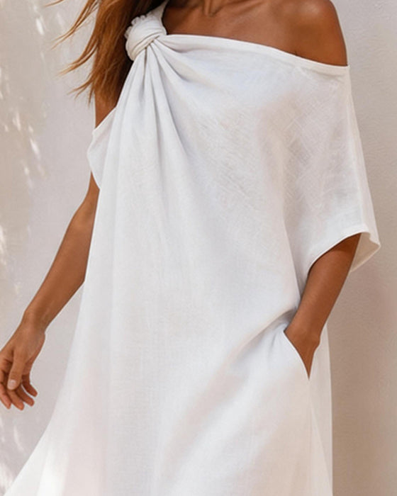 Kleid Ein-Schulter Twist Knoten