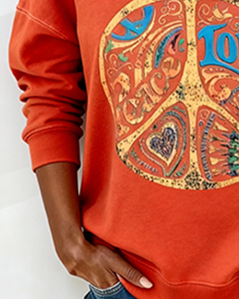 Sweatshirt Halbreißverschluss Kragen Schriftdruck