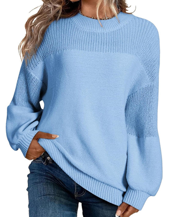 Pullover Unifarben Laternenärmel