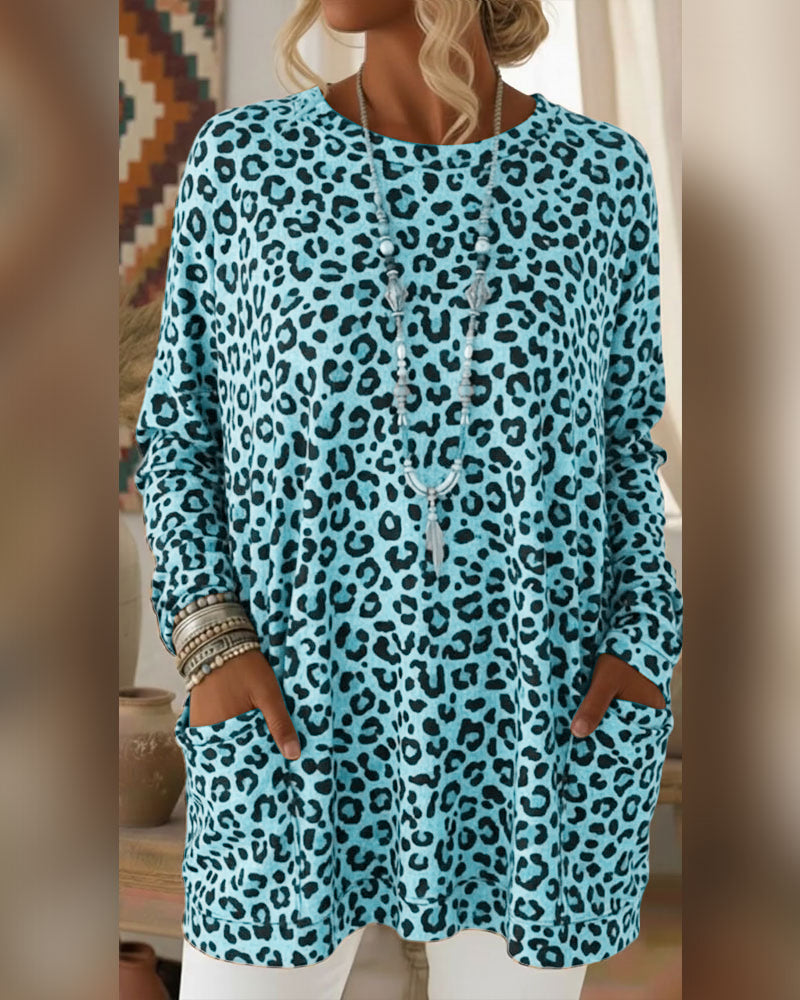 Top mit Leopardenprint und Rundhalsausschnitt