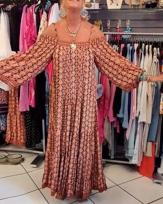 Boho-Stil Trägerlockeres Kleid