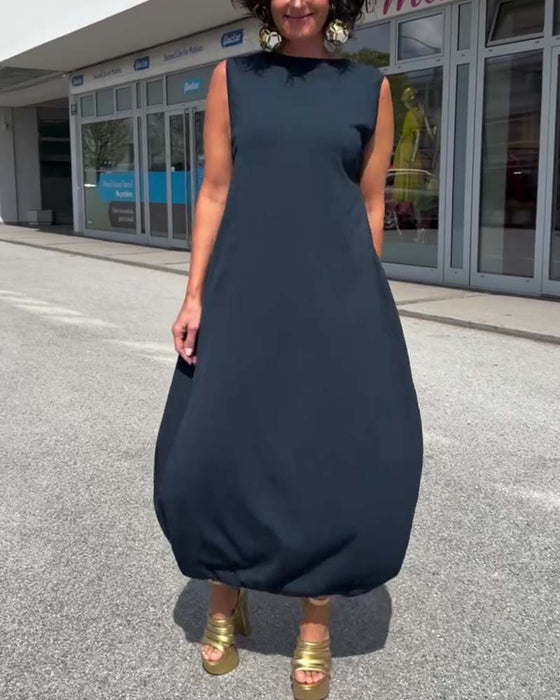 Kleid Mock Neck Ärmellos Locker