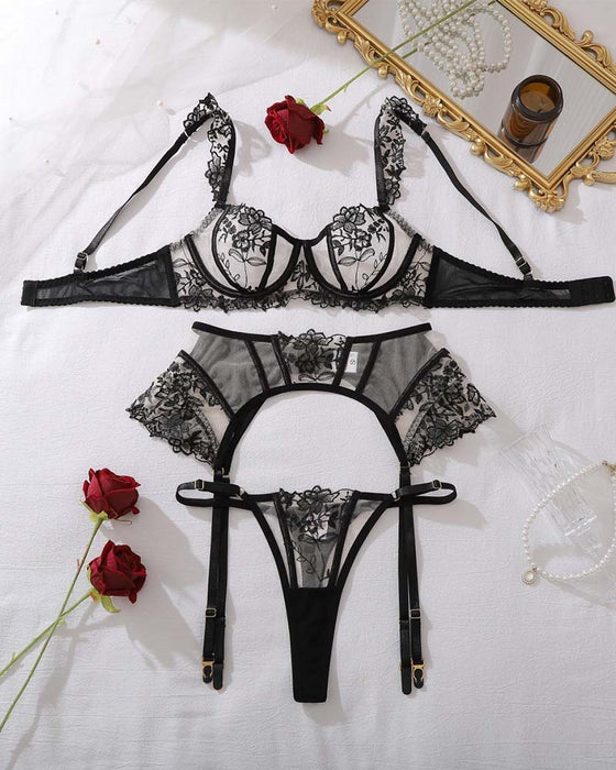 Strumpfhalter Lingerie Set 3 Teile