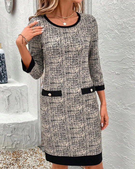 Kleid lässig Rundhals schmal knielang