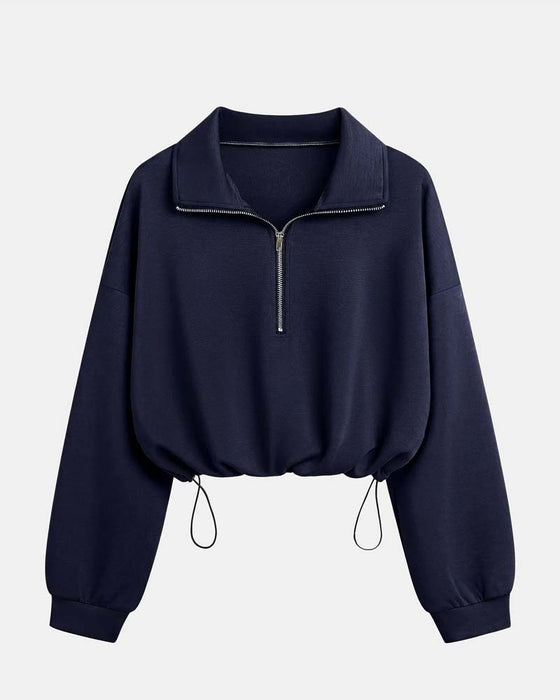Sweatshirts Reißverschluss Taille Langarm
