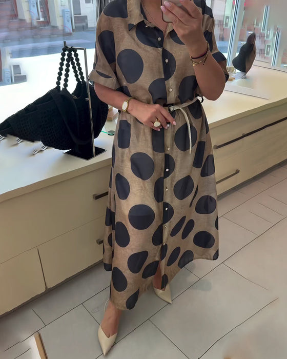 Lässiges Kleid Mit Revers, Tupfenmuster
