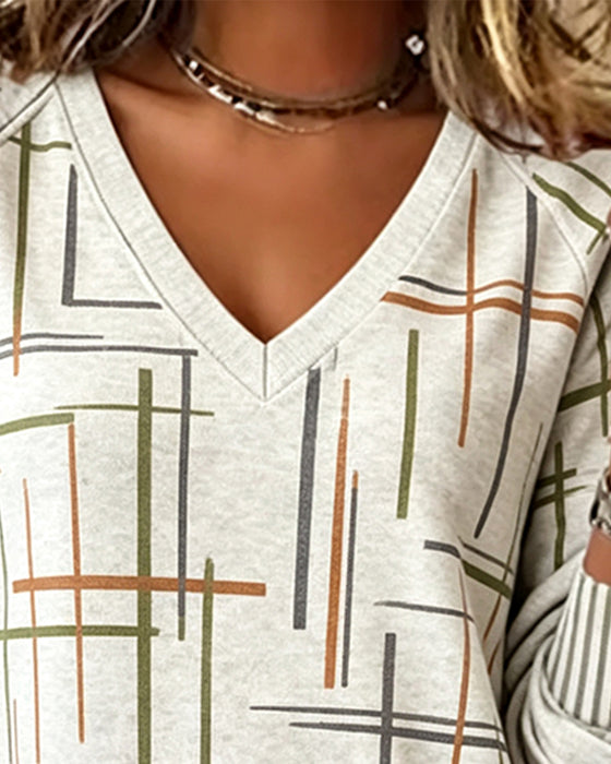 Sweatshirt V-Ausschnitt Linie Schlitz