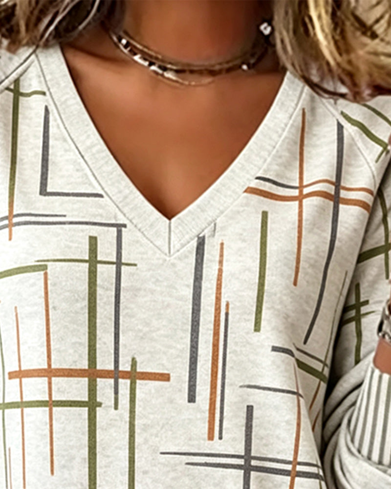 Sweatshirt V-Ausschnitt Linie Schlitz