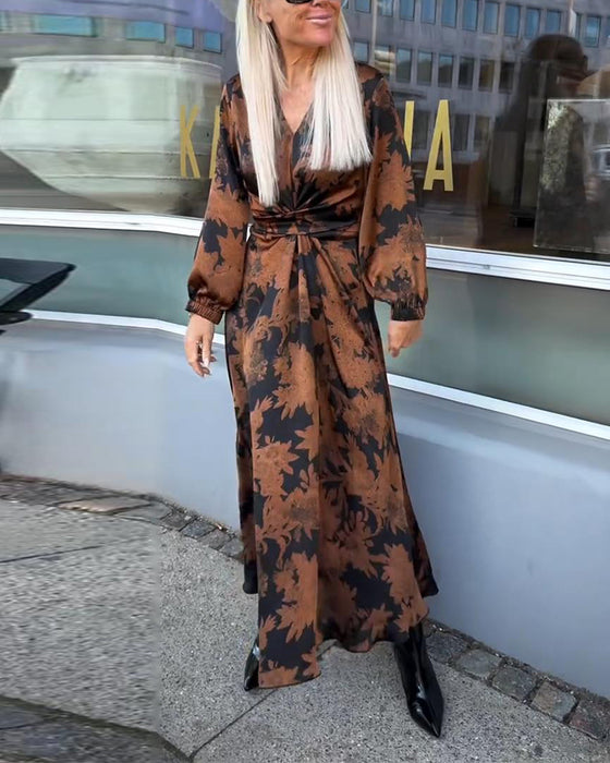 Kleid mit Laternenärmeln und Retro-Print