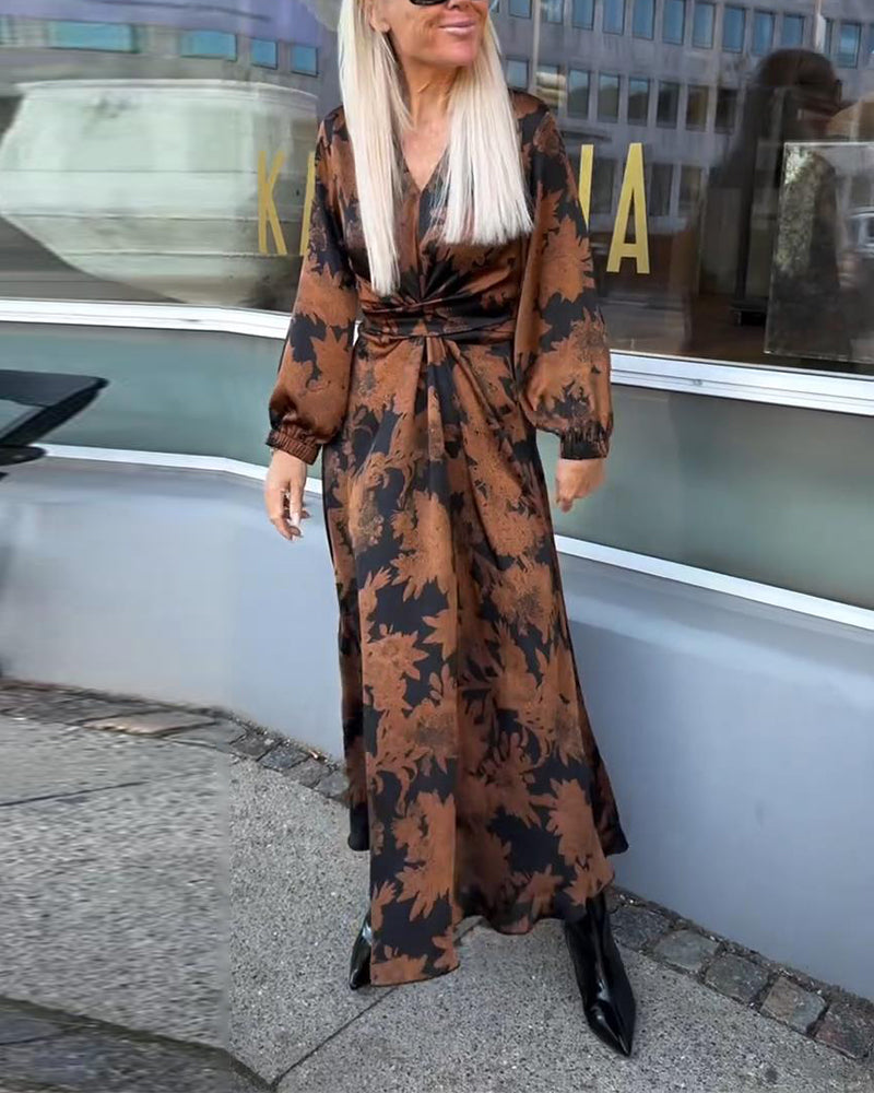 Kleid mit Laternenärmeln und Retro-Print