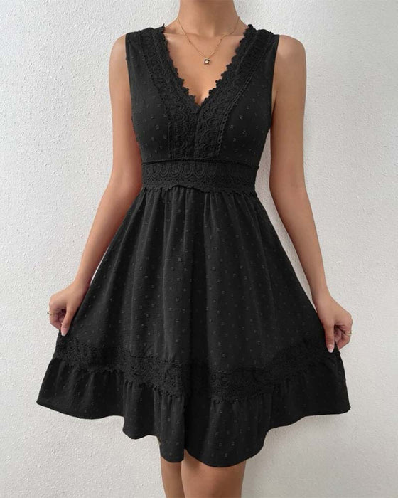 Kleid einfarbig Spitze rückenfrei