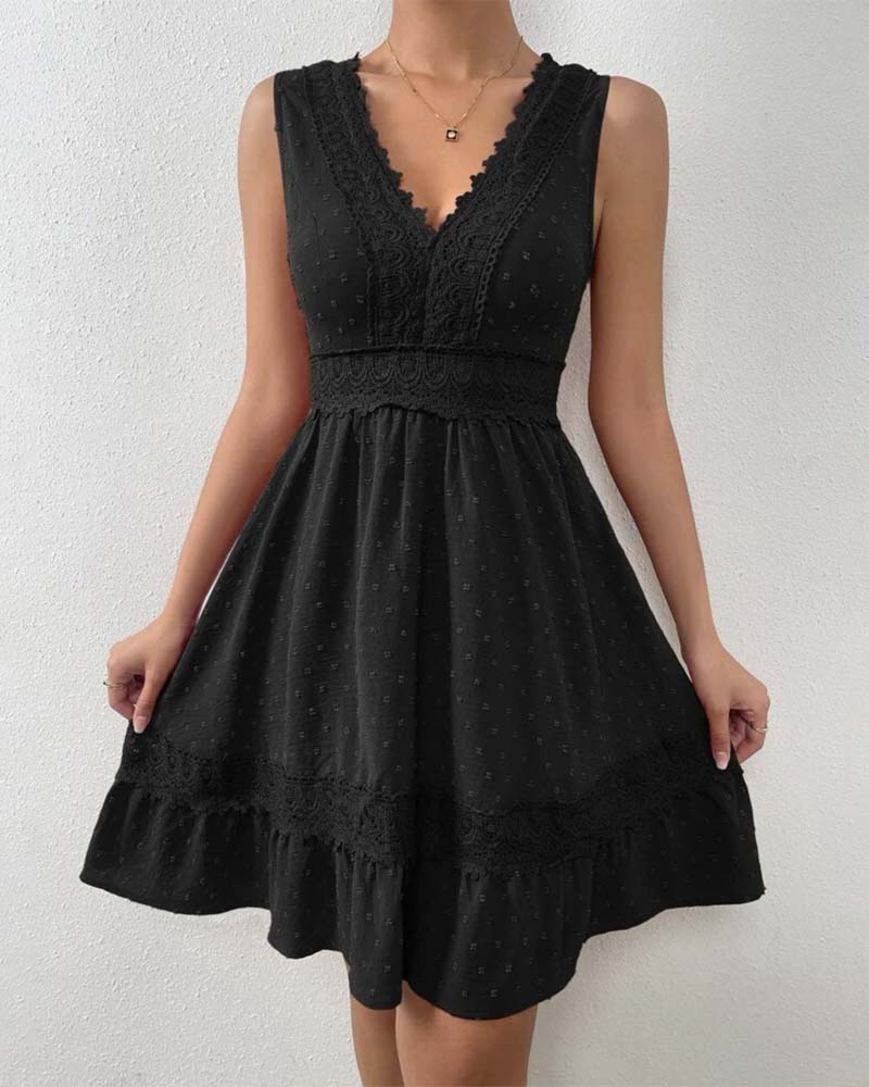 Kleid einfarbig Spitze rückenfrei