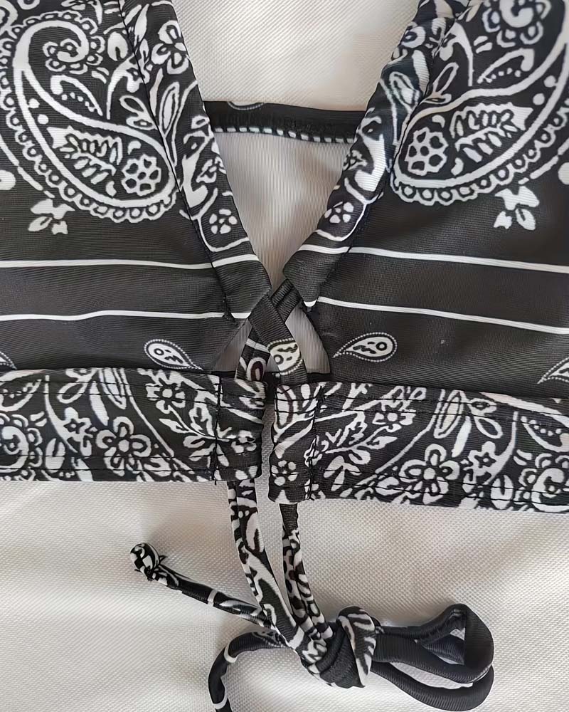 Bikini Halterneck Cashew Blume Verstellbare Träger