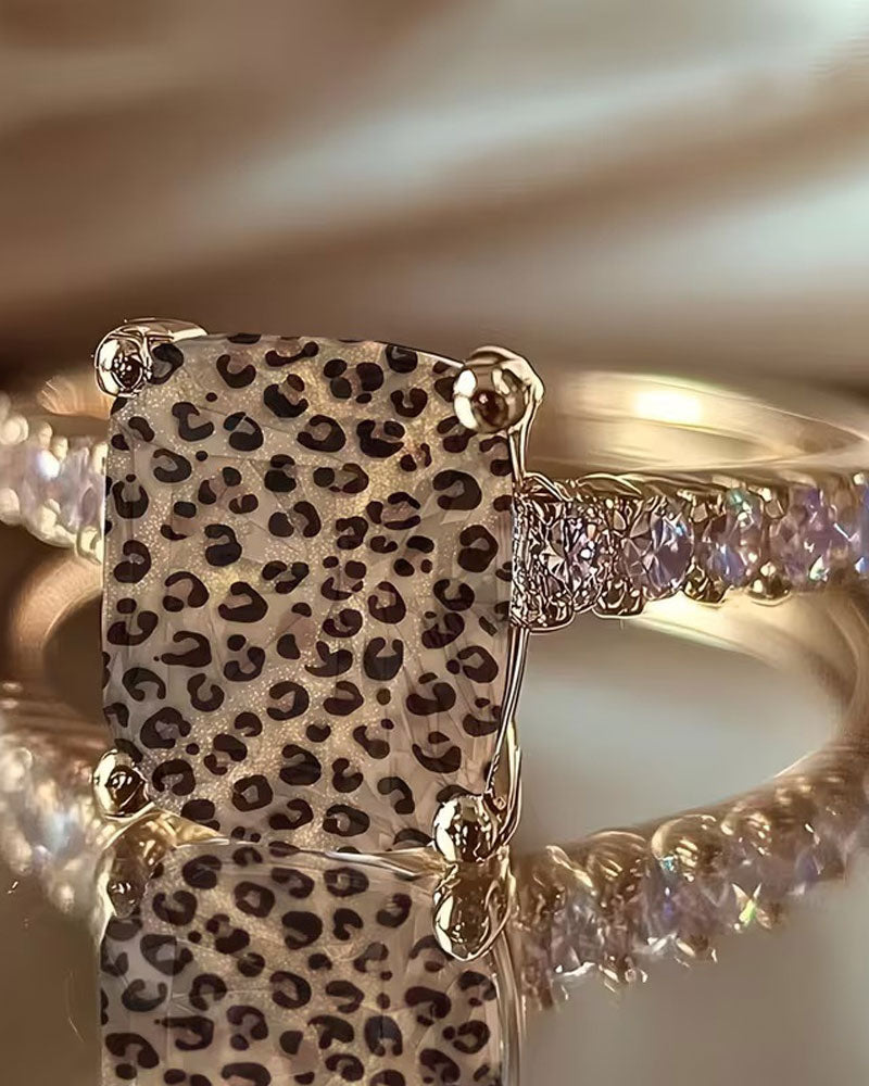 Ring Leopardenprint Quadratisch Statement