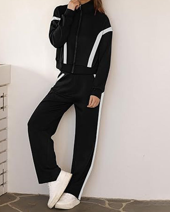 Zweiteilig Set Mit Sporty - Casual Stil Merkmalen Von Jacke Und Hosen