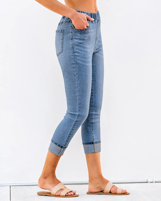 Jeans Elastische Taille Capri