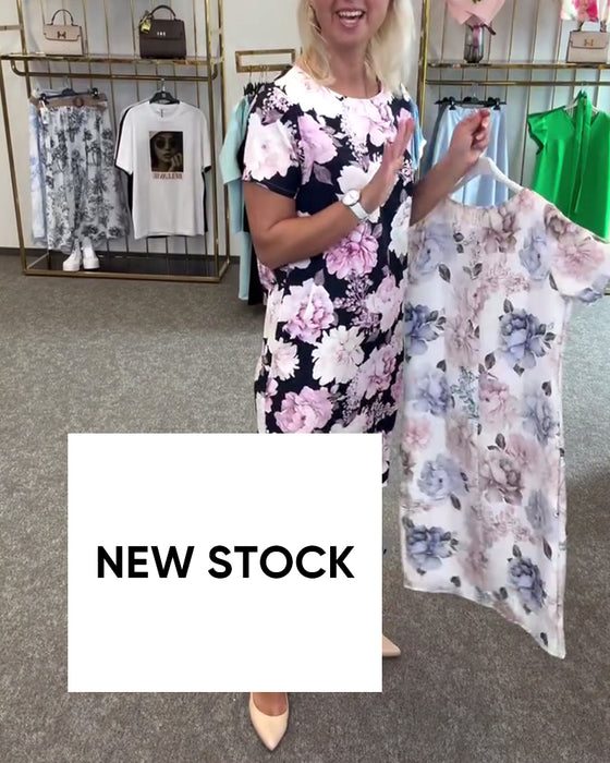 Kleid Mode Blütenkurzarm Gerade
