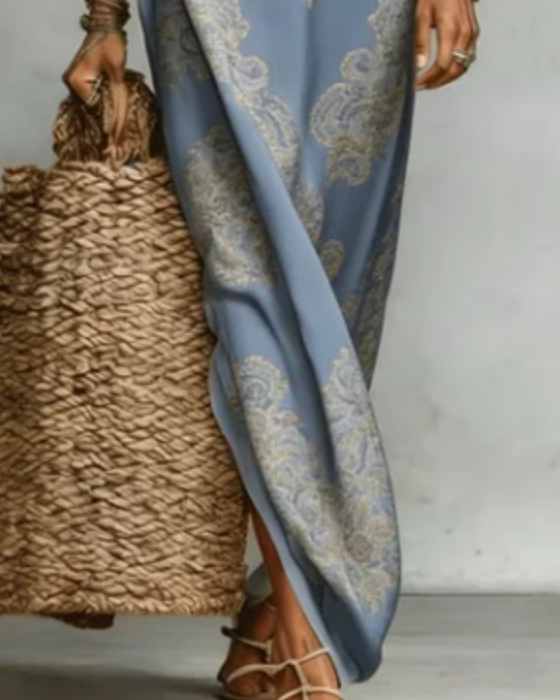 Kleid Revers Gedrucktes Hemd