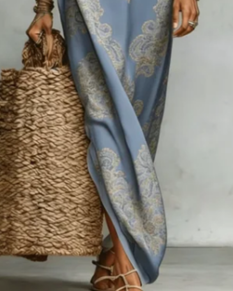 Kleid Revers Gedrucktes Hemd