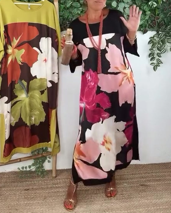 Kleid lässig locker Rundhals bedruckt