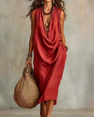 Kleid Ärmellos V-Ausschnitt Mode