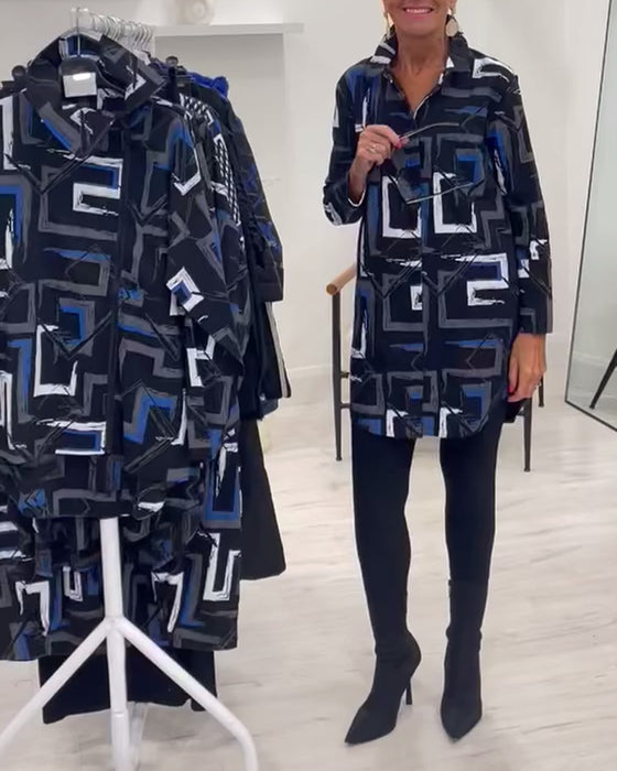 Hemd mit geometrischem print und revers