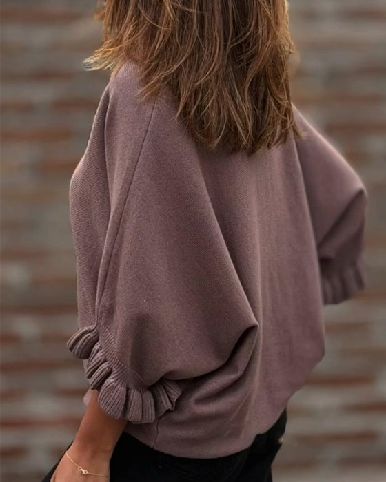 Einfarbiger Rundhals‑Pullover
