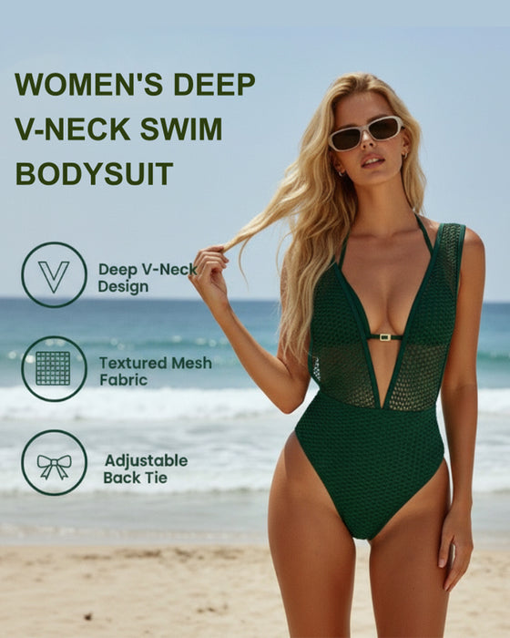 One-Piece Damen Tief V-Ausschnitt