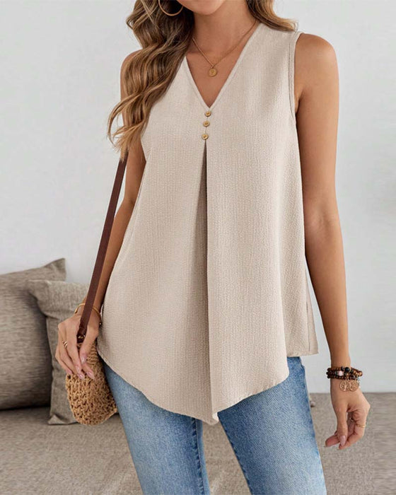 Tank Top V-Ausschnitt Doppelt Lage Locker