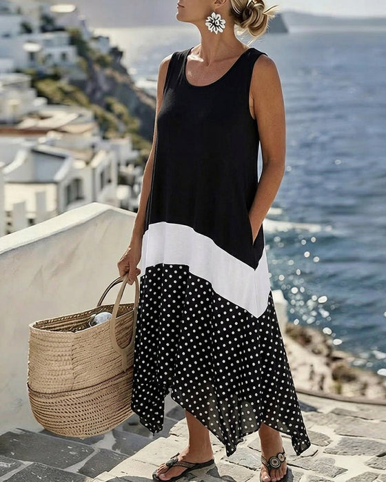 Lässiges A-Linien-Kleid Unregelmäßiger Midi-Schnitt
