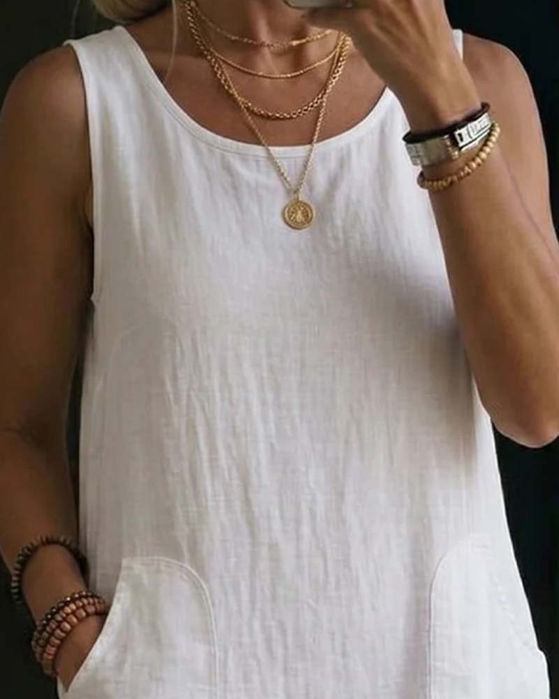 Kleid Ärmellos Loose Fit Einfarbig