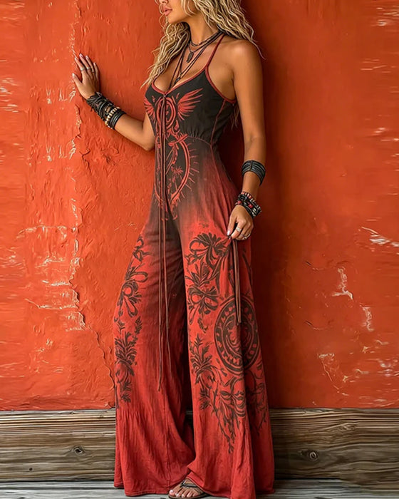 Jumpsuit Spaghettiträger Gradient Totem Weites Bein