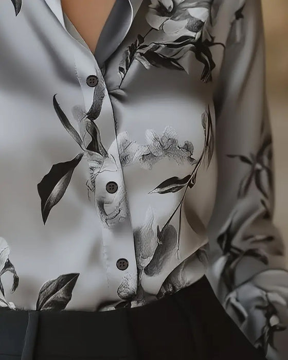 Hemd Retro Stil Blumenprint