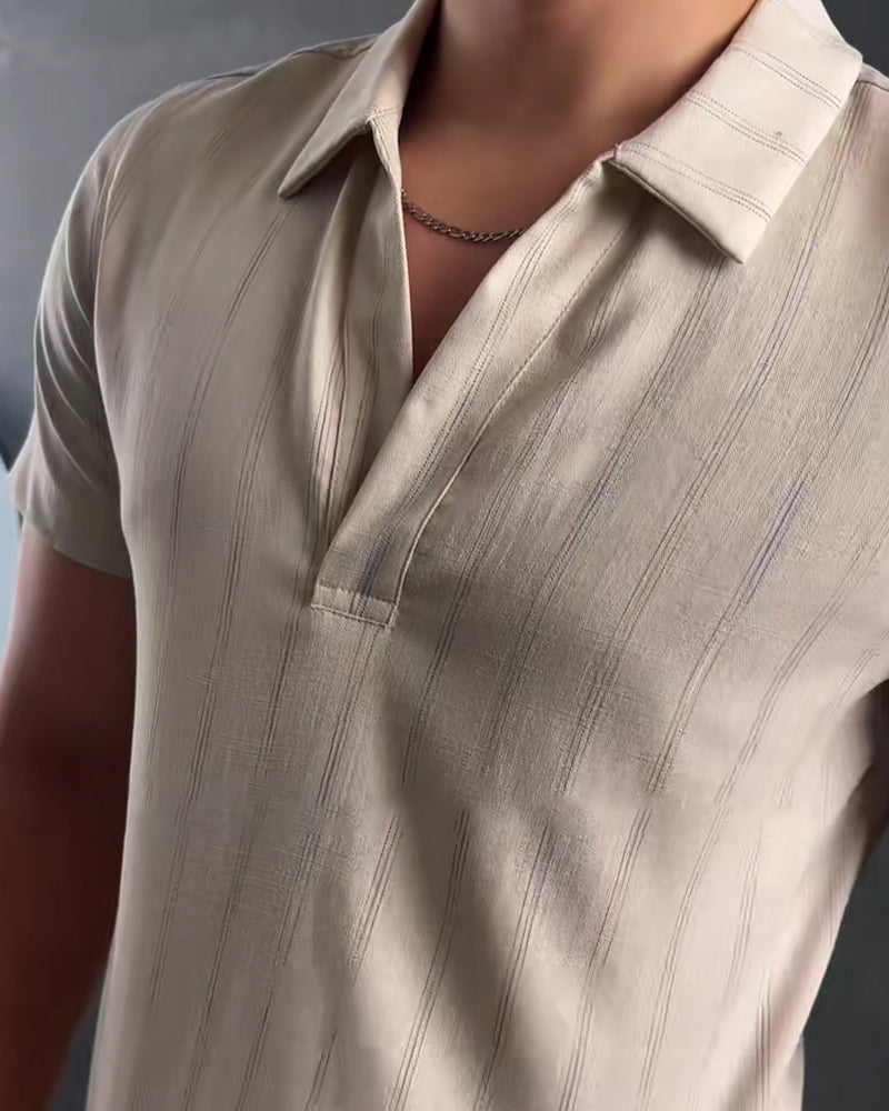 Geripptes Lässiges Herren-Polokragen-T-Shirt