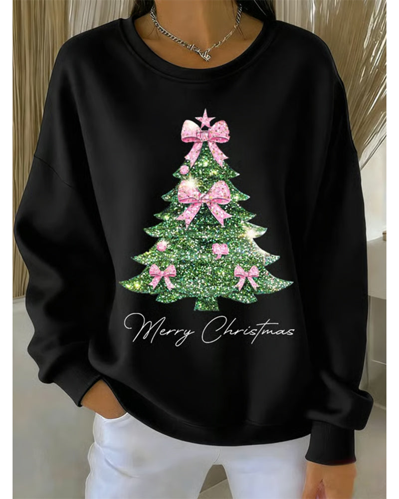 Crewneck Sweatshirt mit Weihnachtsdruck und langen Ärmeln
