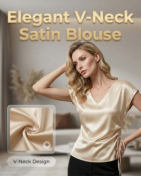 Tank Top V-Ausschnitt Kordelzug Satin