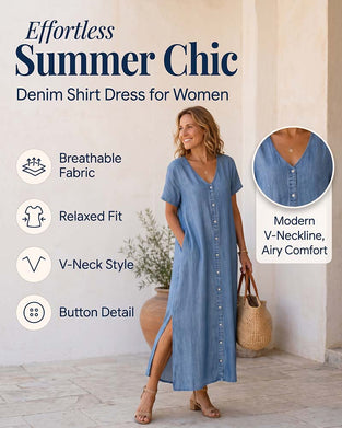 🌸Lässiges Sommerkleid für Damen mit Knopfleiste – Lässiger Stil & Komfort für jeden Tag 💐