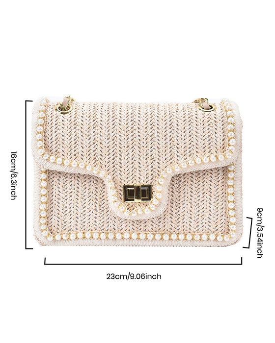 Beliebte Perlen Strohtasche