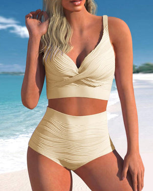 Einfarbige Bikinis mit hoher Taille