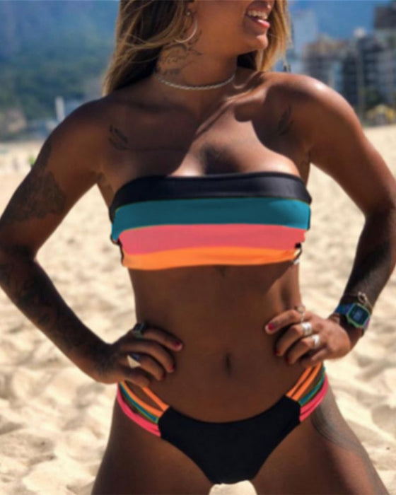 Sexy Bikinis mit Farbblockdruck