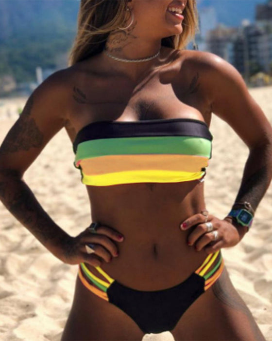 Sexy Bikinis mit Farbblockdruck