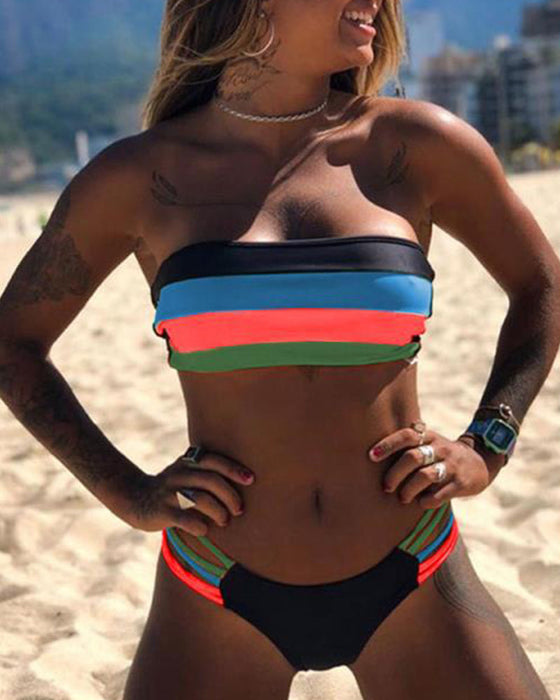 Sexy Bikinis mit Farbblockdruck