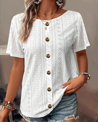 Einfarbiges Rundhals-T-Shirt