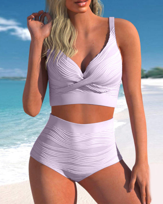 Einfarbige Bikinis mit hoher Taille