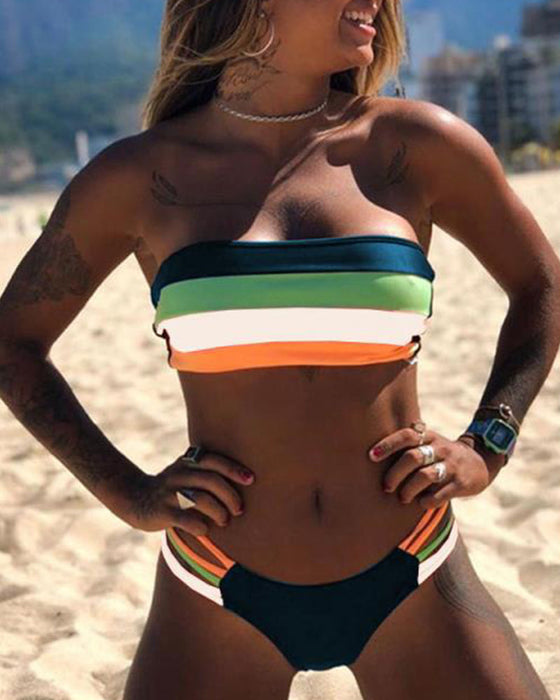 Sexy Bikinis mit Farbblockdruck