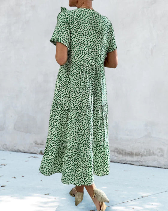 Kurzärmliges Kleid mit Blumendruck