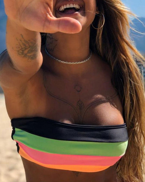 Sexy Bikinis mit Farbblockdruck