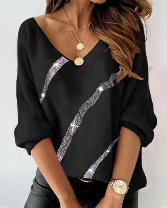 Langarmshirt mit Buchstaben- und Federdruck