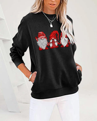 Langarm-sweatshirt mit drei weihnachtsmännern