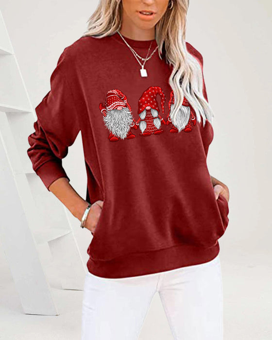 Langarm-sweatshirt mit drei weihnachtsmännern